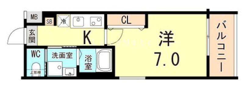リアコートJR須磨鷹取(1K/2階)の間取り写真