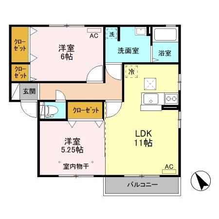 サンファーストC棟(2LDK/1階)の間取り写真