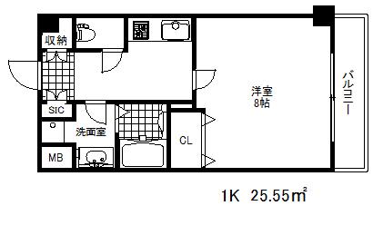 リアライズ神戸ウエスト(1K/4階)の間取り写真
