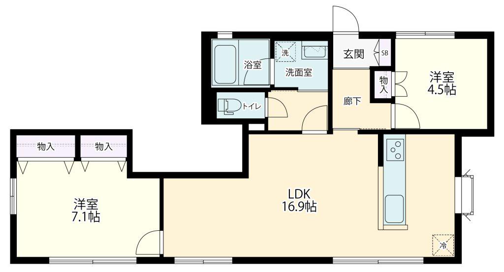 セレーノ F(2LDK/1階)の間取り写真
