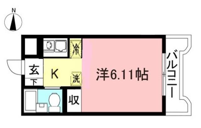 ガーデンハイツ宿河原(1K/2階)の間取り写真