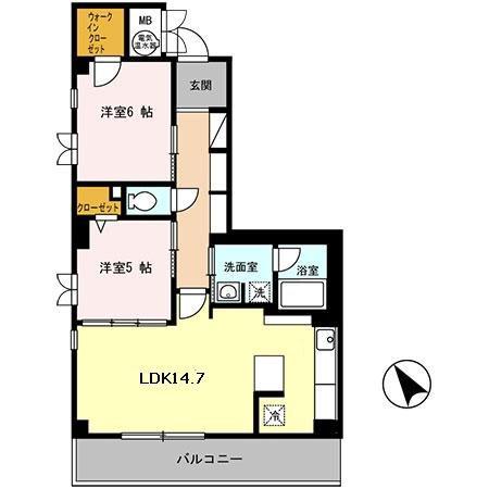 ラピスコート(2LDK/2階)の間取り写真