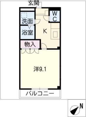 エスポア誉(1K/2階)の間取り写真