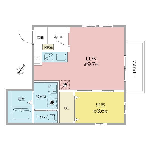 LA BALA 桜本町(1LDK/2階)の間取り写真