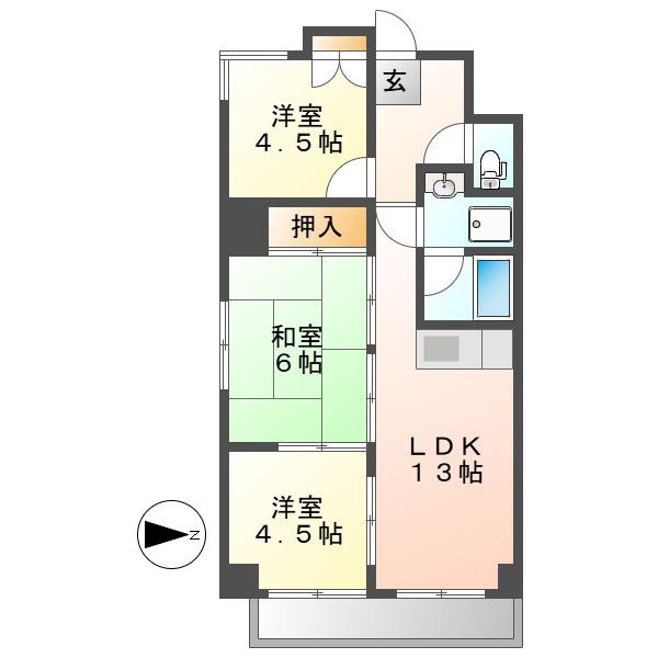 橘屋ビルAMDE(3LDK/4階)の間取り写真