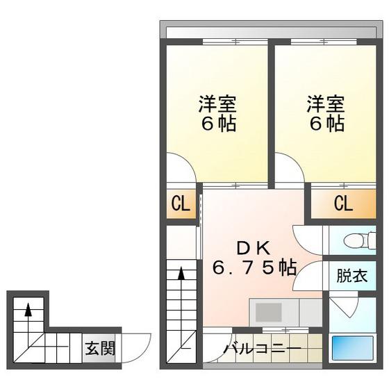 桜が丘テラス(2DK/2階)の間取り写真
