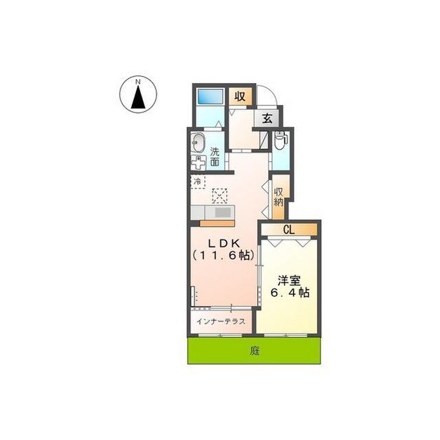 グリーン川島(1LDK/1階)の間取り写真