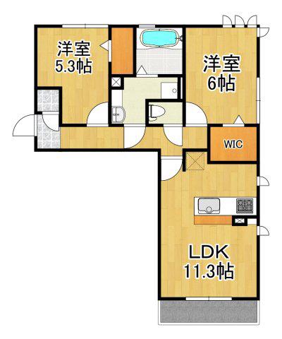 ロイジェントパークスレイクタウンII M(2LDK/1階)の間取り写真