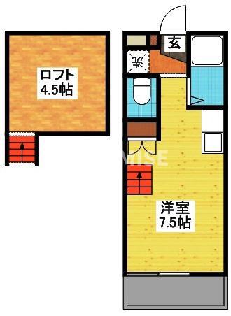 MODERN西山(ワンルーム/1階)の間取り写真