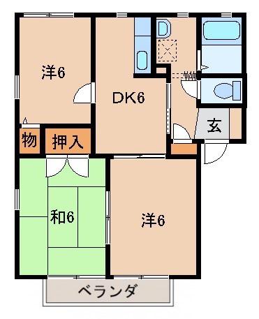 JR紀勢本線 海南駅 徒歩8分 2階建 築30年(3DK/2階)の間取り写真