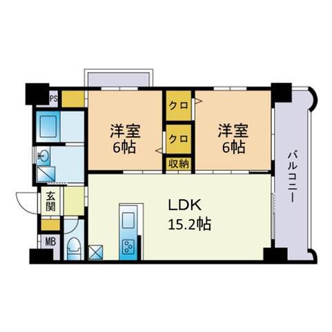 Rマンション博多駅南II(2LDK/6階)の間取り写真
