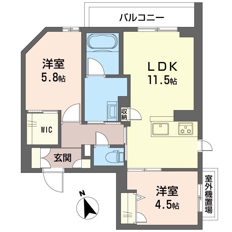 ブリランテ本八幡(2LDK/2階)の間取り写真