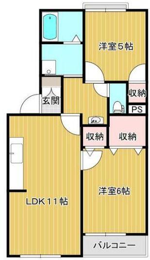 エステートパレス(2LDK/3階)の間取り写真