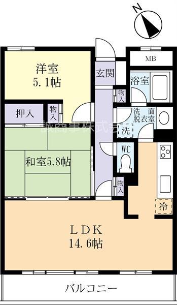リヴェール観音台(2LDK/5階)の間取り写真