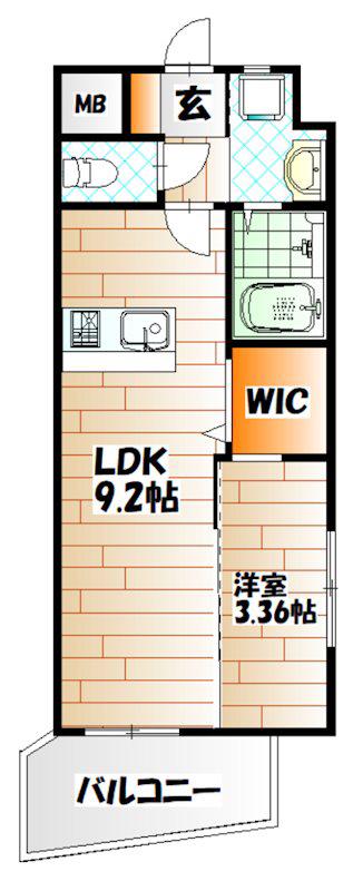 オーヴィジョンクラス浅香通(1LDK/2階)の間取り写真