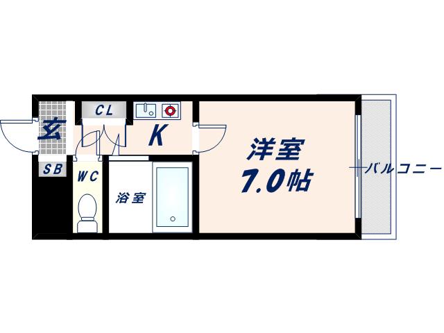 シャイン菱屋西(1K/3階)の間取り写真