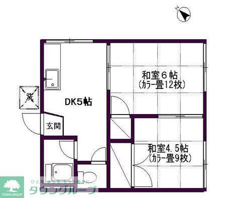 文月荘(2K/2階)の間取り写真