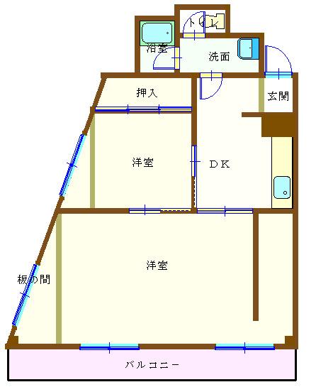 前田コーポラス(2DK/8階)の間取り写真