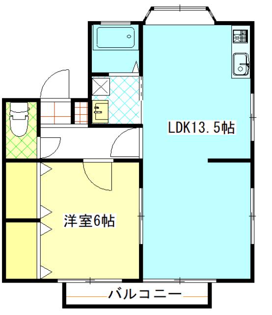 フジキュウハイツA棟(1LDK/1階)の間取り写真