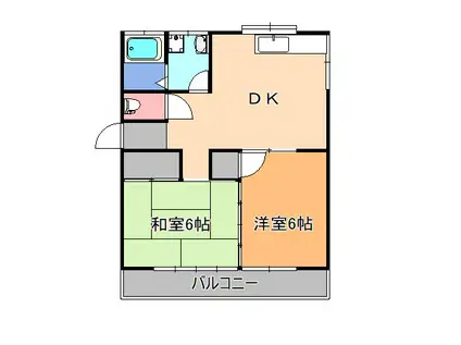 ファミールみなみB(2DK/1階)の間取り写真