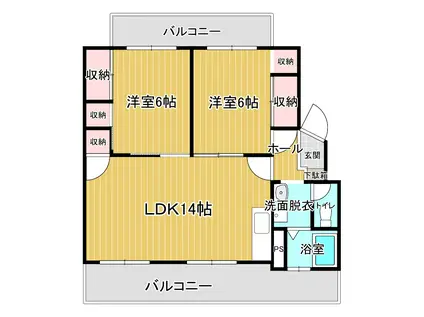 プラザハイツ・シンデン 203号(2LDK/2階)の間取り写真