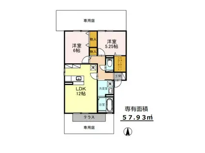 ペルルコート1(2LDK/2階)の間取り写真