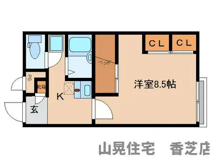 レオパレス21 旭ヶ丘(1K/2階)の間取り写真