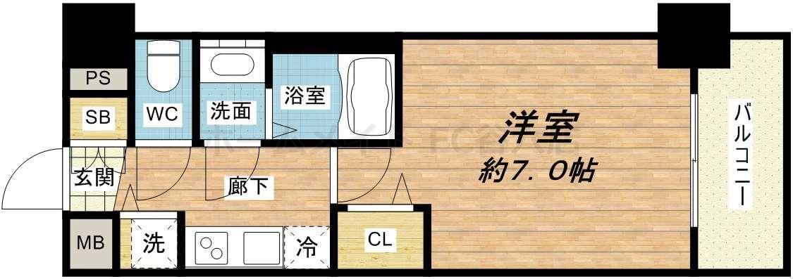 プレサンス水都OKAWA(1K/10階)の間取り写真