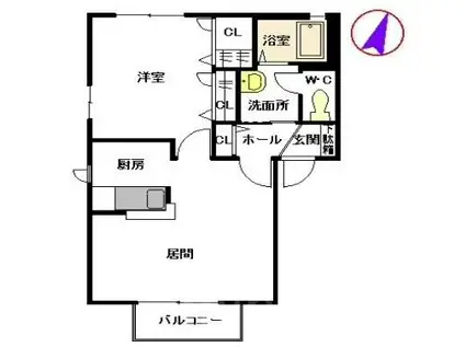 ルミエール大文字(1LDK/2階)の間取り写真