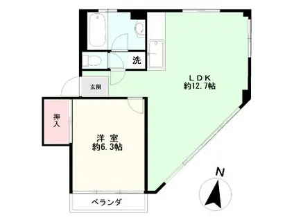 サニーハウスマツヤマ(1LDK/2階)の間取り写真