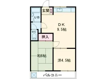 サツキビル(2DK/2階)の間取り写真