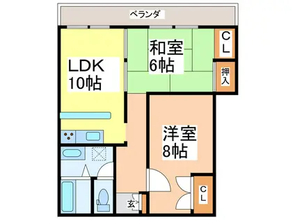 ファミール松江(2LDK/1階)の間取り写真