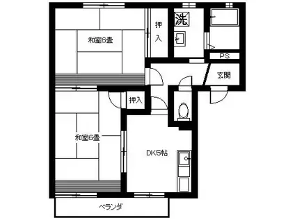ファミール北安東(2DK/1階)の間取り写真