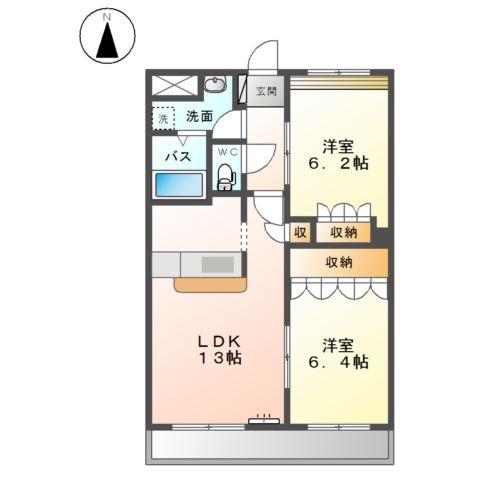 リミエールしろのうち(2LDK/3階)の間取り写真