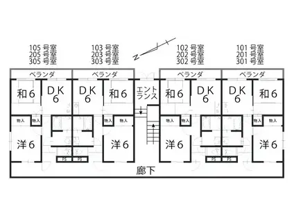 システムキッチン付リノベーションマンション(2DK/1階)の間取り写真