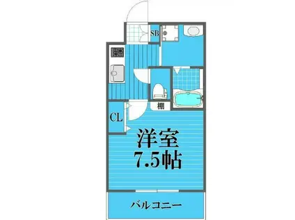 リガーレ府中本町(1K/3階)の間取り写真