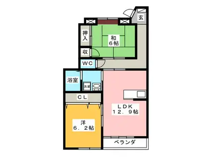 ハイステージ昇龍(2LDK/1階)の間取り写真