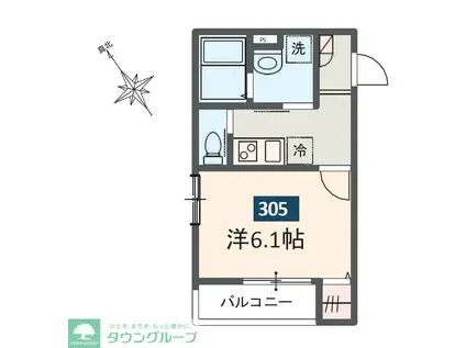 MELDIA西浦和II(1K/3階)の間取り写真