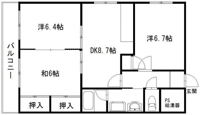エクセルひくま(3DK/3階)の間取り写真
