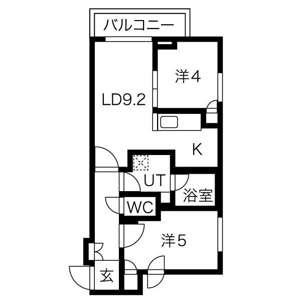 クラッセ札幌シティアクシア・ノーステラス(2LDK/2階)の間取り写真