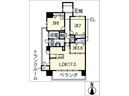 サーパス加納栄町通フレシア(3LDK/10階)の間取り写真