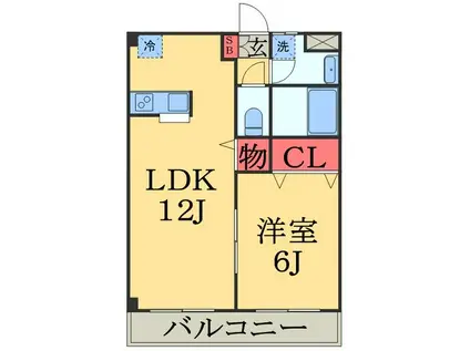 ドルチェスカイ(1LDK/1階)の間取り写真