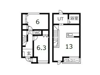 カンパーニュ明日風 I(2LDK/1階)の間取り写真