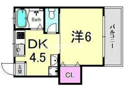 ビタミンテラス神仙寺(1DK/1階)の間取り写真