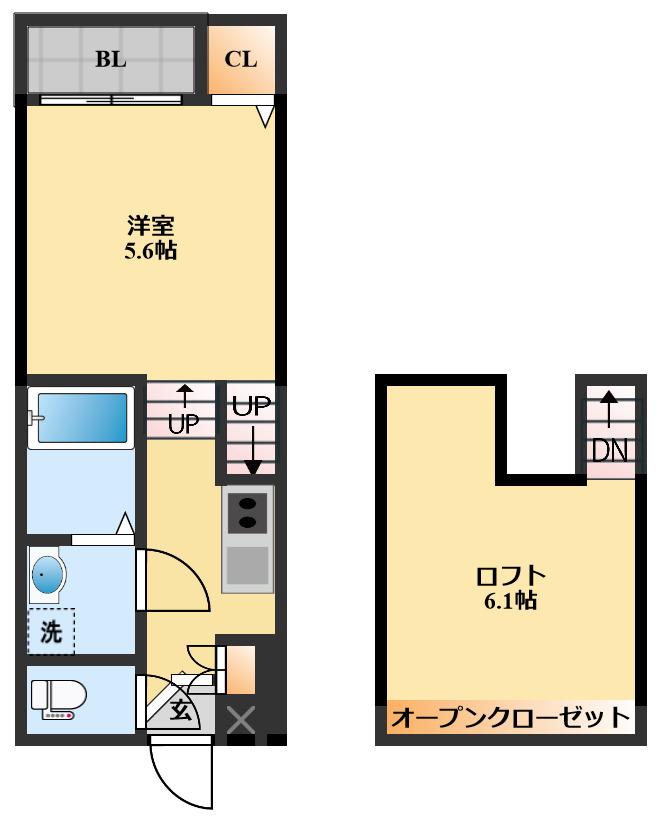 MODERN PALAZZO ISAHAYA IO(1SK/2階)の間取り写真