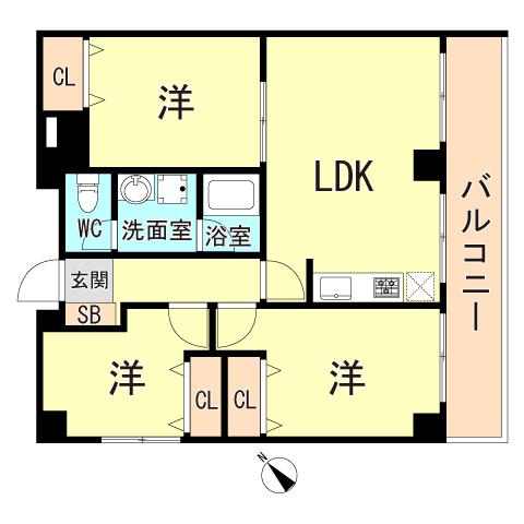 澤村マンション(3LDK/7階)の間取り写真