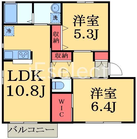 プリムローズ弐番館(2LDK/2階)の間取り写真