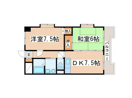 レオンヒル長町(2DK/5階)の間取り写真