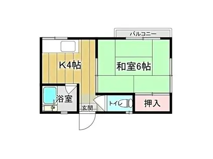 後藤ハイツB(1K/2階)の間取り写真