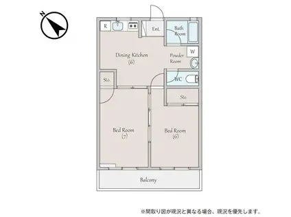 ハイツ栗原 パートII(2DK/2階)の間取り写真